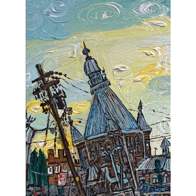 Striking original cityscape painting by British artist Alan Streets (b. 1969), depicting the historic Maryland...