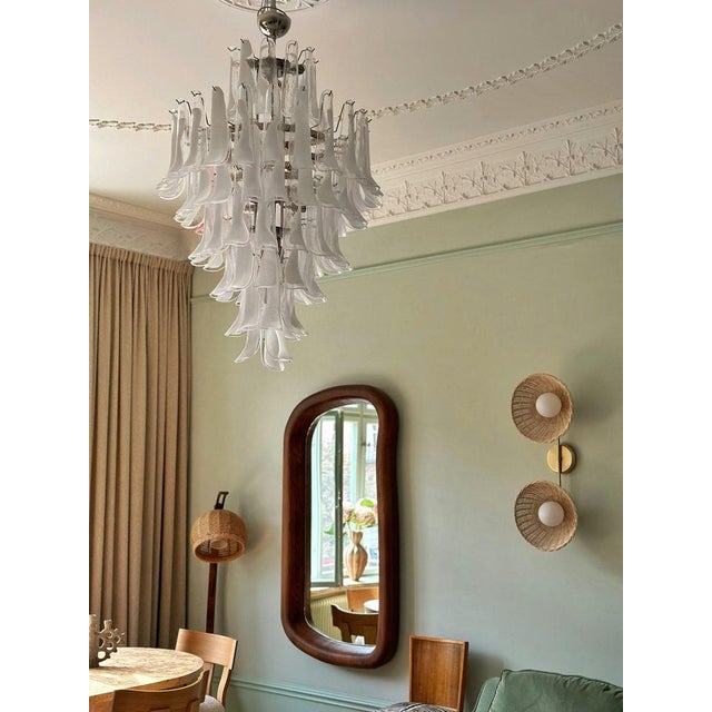 Murano Chandelier in White Glass from Mazzega For Sale - Image 5 of 11