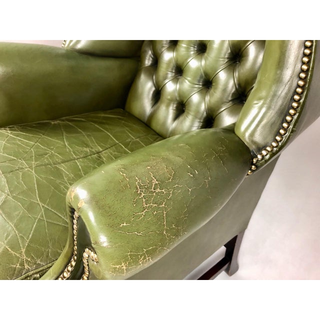 Vintage Leather Wingback Chair, 1960s For Sale - Image 9 of 16