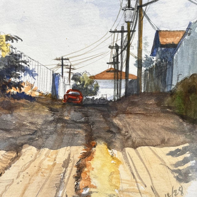 Duke Windsor's Realist Cityscape Painting "Red Car (South Park)" For Sale - Image 4 of 4