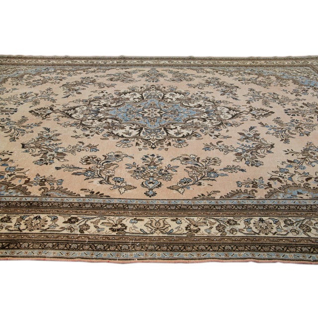 Textile Vintage Malayer Handmade Medallion Floral Peach Wool Oversize Rug For Sale - Image 7 of 10