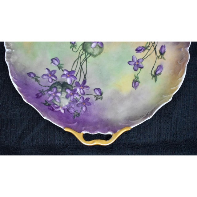 Antique Jean Pouyat Limoges Hand Painted Violet Porcelain Cake Tray Plate JPL For Sale In Philadelphia - Image 6 of 14
