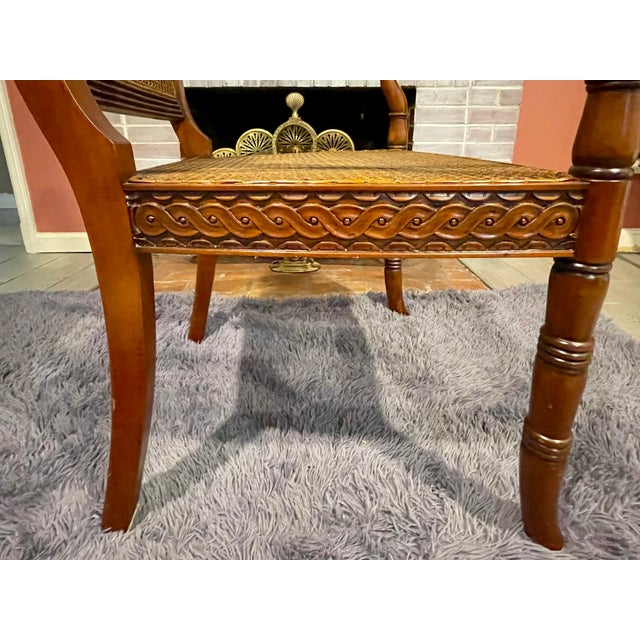 Vintage Regency Style Carved Mahogany Armchair With Mint Condition Cane For Sale - Image 16 of 18