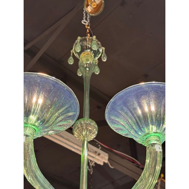 2000 - 2009 Murano Pale Green 12-Light Chandelier For Sale - Image 5 of 6