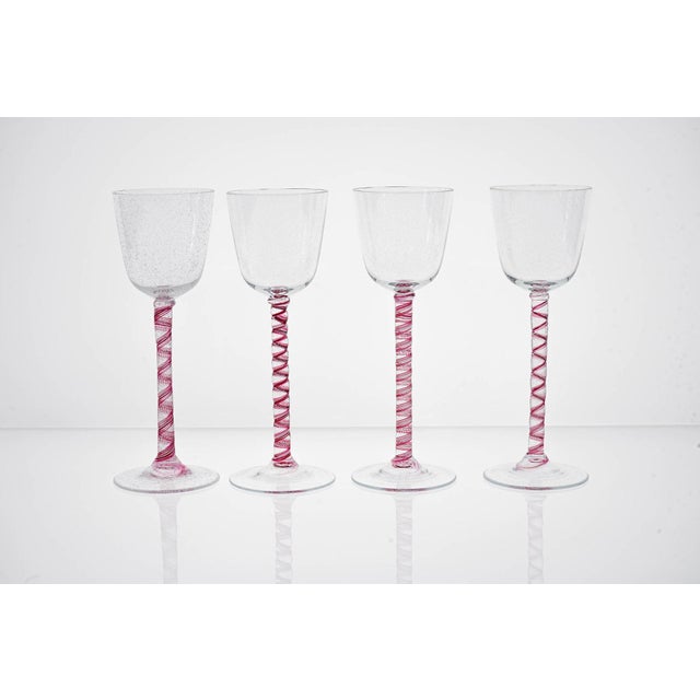Pulegoso Murano Glass with Twisted Ruby ​​shank from Cenedese, 1950s, Set of 8 For Sale - Image 3 of 18