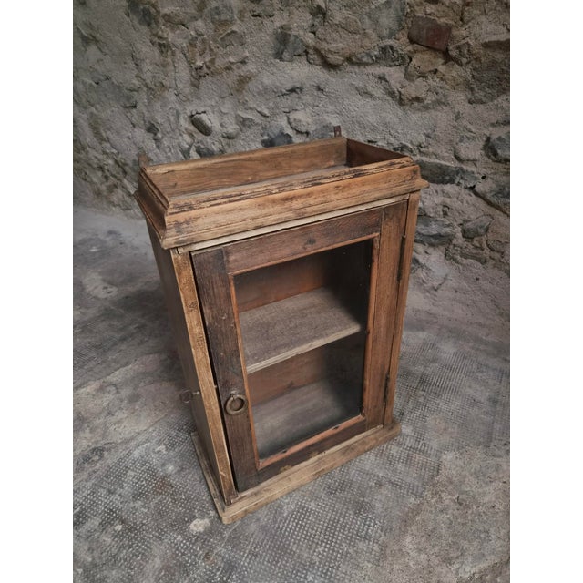 Antique French Wall Cabinet in Pine and Oak with Glass Door, 1850s For Sale - Image 12 of 18