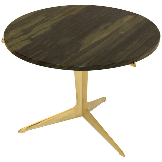 Modernist Italian Brass and Marble Side Table For Sale - Image 10 of 10