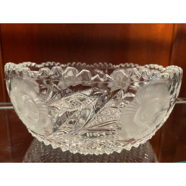 RARE FIND! Stunning, Eye-Catching American Brilliant Period (ABP) Hand Cut Glass Bowl. Sawtooth Scalloped Edge. From APB...