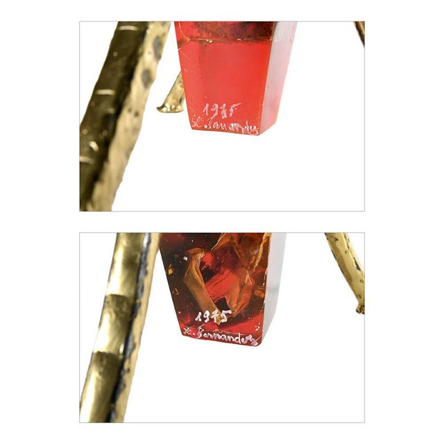 Fractal and Brass Resin Lamps by Henri Fernandez, Set of 2 For Sale - Image 8 of 9