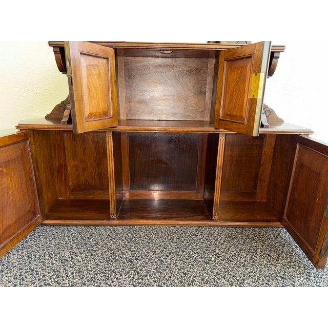 Antique Victorian English Wall Cabinet or Hutch With Burled Wood For Sale - Image 4 of 11