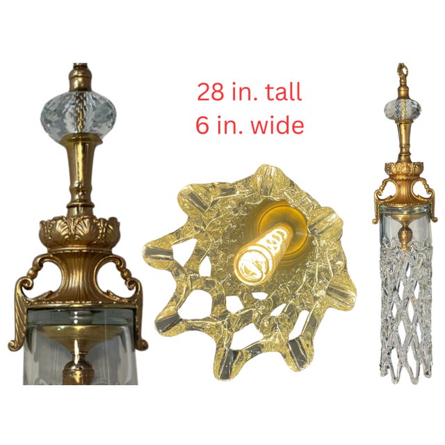 Mid 20th Century Murano Open Clear Lattice Cylinder Ormolu Pendant Light For Sale - Image 18 of 18