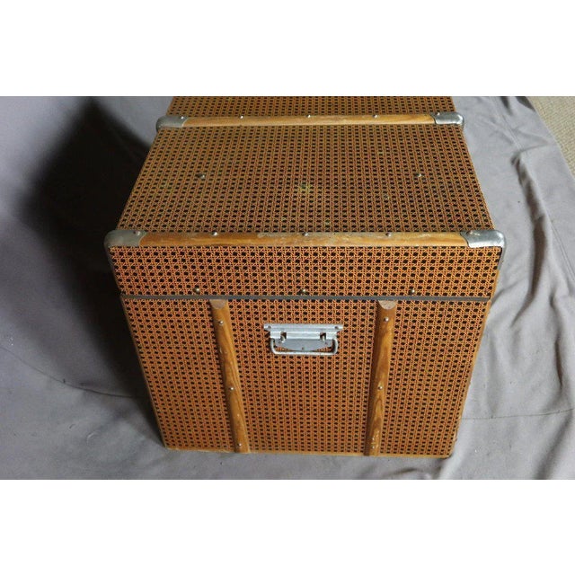 Wood Vintage Faux Leather Trunk, 20th-Century For Sale - Image 7 of 10