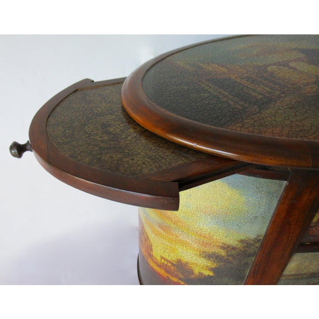 C .1993 Napoleonic-Style Craquelure Oval Side/End Table With Pull-Out Drinks Drawers,, 3-Drawer Fronts For Sale - Image 13 of 17