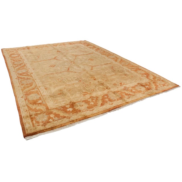 New Gold Wash Indian Oushak Design Rug - 9'9" X 13'3" For Sale - Image 9 of 12