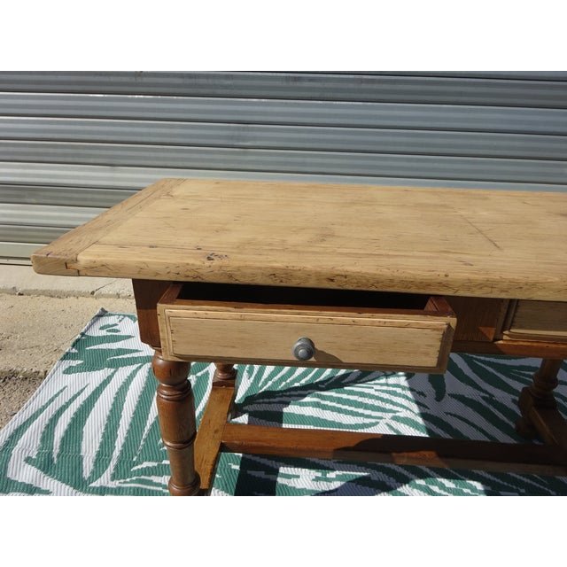 Wood Oak Desk with 2 Drawers, 1930s For Sale - Image 7 of 18