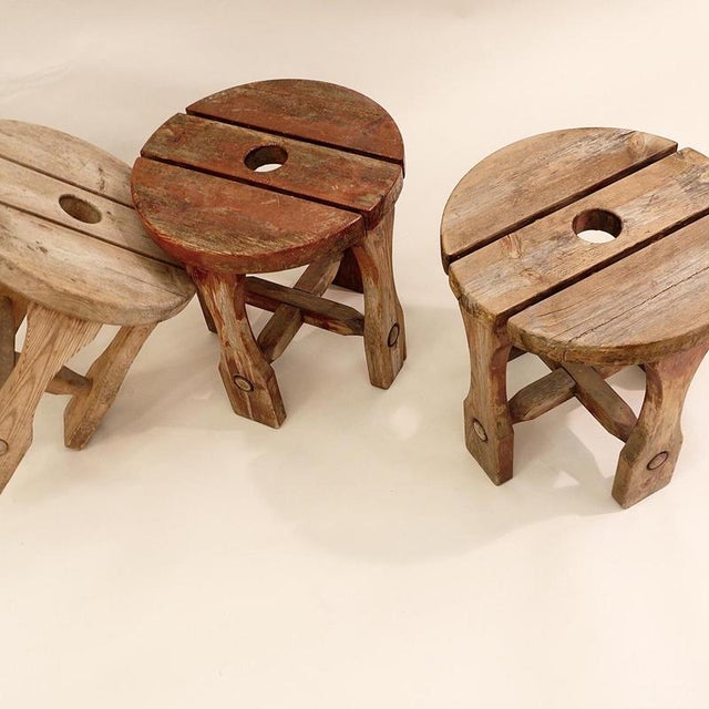 Pine Stools, Sweden, 1940s, Set of 3 For Sale - Image 6 of 13
