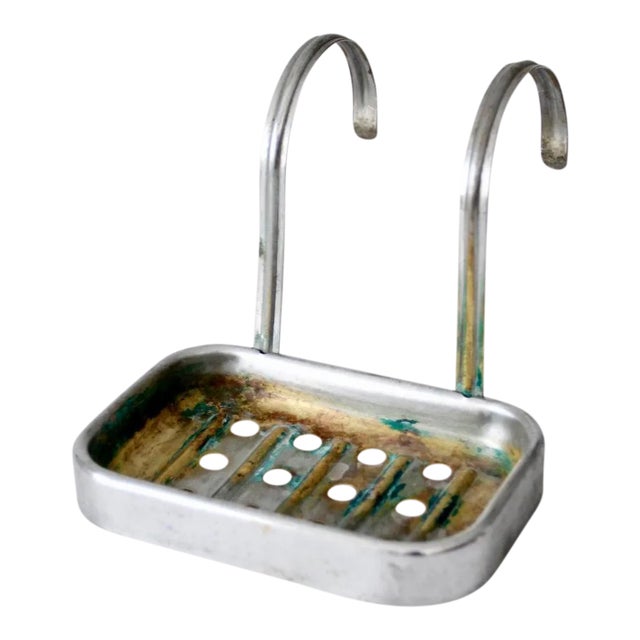 Antique Nickel Plated Brass Soap Dish For Sale