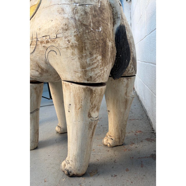 White Large Hand-Carved Indian Processional Elephant Sculpture For Sale - Image 8 of 12