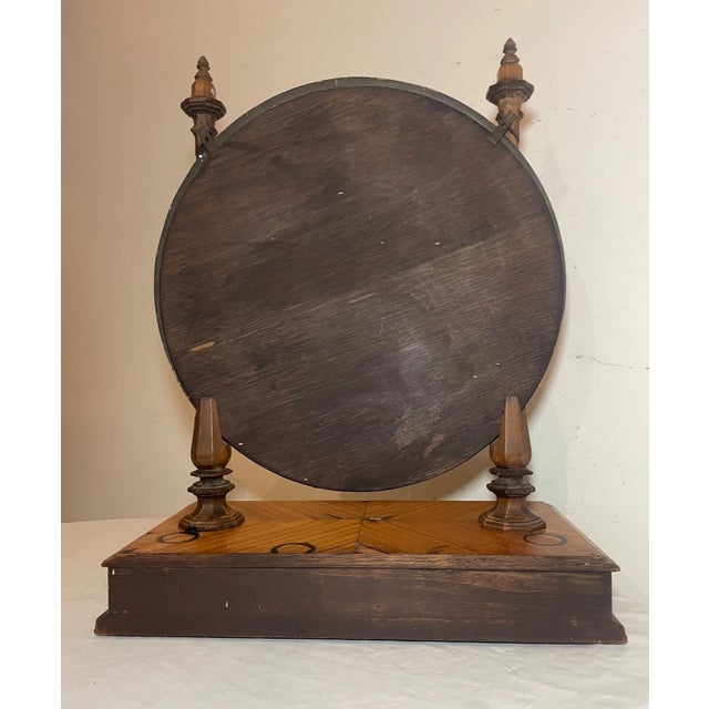 Antique Handmade 19th Century Steeple Dresser Top Wood Bakelite Vanity Mirror For Sale - Image 13 of 15