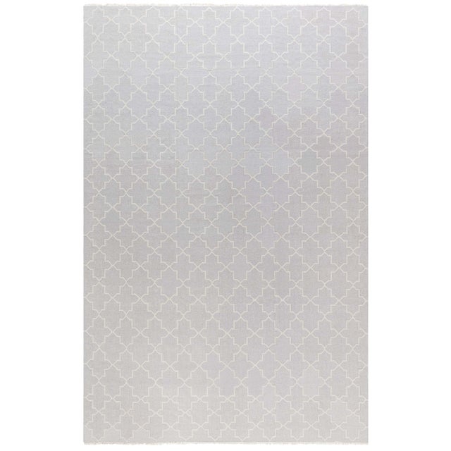 Doris Leslie Blau Dhurrie Vintage Light Gray - Handmade Carpet For Sale