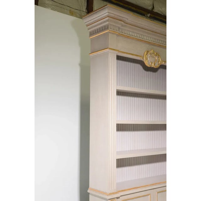 Mid 19th Century Monumental Painted Bookshelf With Gilt Accents For Sale In Charlotte - Image 6 of 7