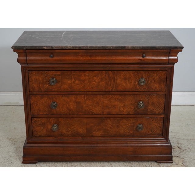 Age: c2002 Details: Townhouse Collection Gorgeous Burl Elm Empire Style Bracket Feet Dovetailed Drawer Construction High...