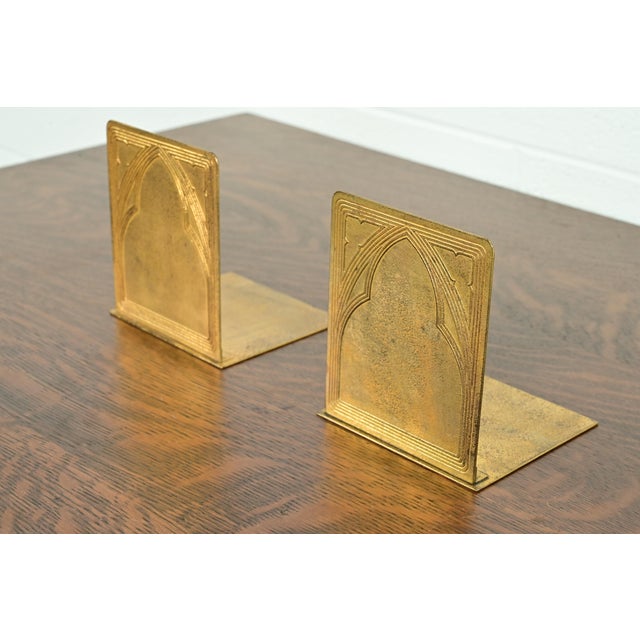 Tiffany Studios Tiffany Studios New York Graduate Pattern Bronze Doré Bookends, Circa 1910 For Sale - Image 4 of 13