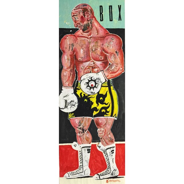Kleomedes, Life Size Boxer Painting, Oil on Paper, 2015 For Sale - Image 3 of 3