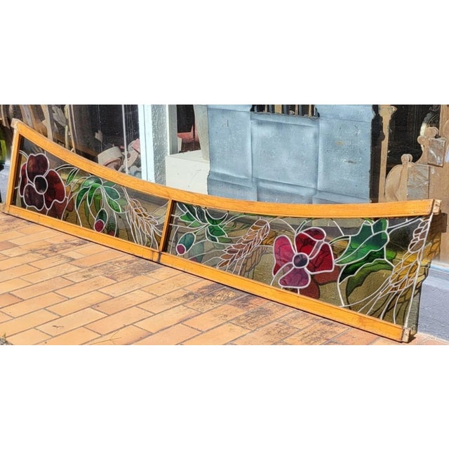 Large Art Nouveau Arched Stained Glass Doorway, 1900s For Sale - Image 6 of 6