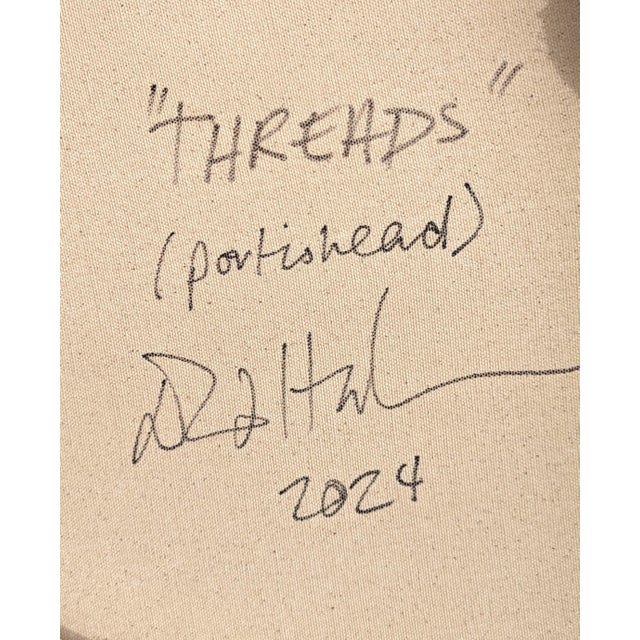 2020s David Hardaker "Threads" Contemporary Abstract Blue, Pink, & White Concentric Circle Painting, 2024 For Sale - Image 5 of 5