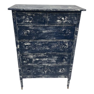 Antique Painted Pine Chest of Drawers With Distressed Finish For Sale