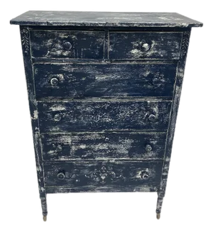 Antique Painted Pine Chest of Drawers With Distressed Finish
