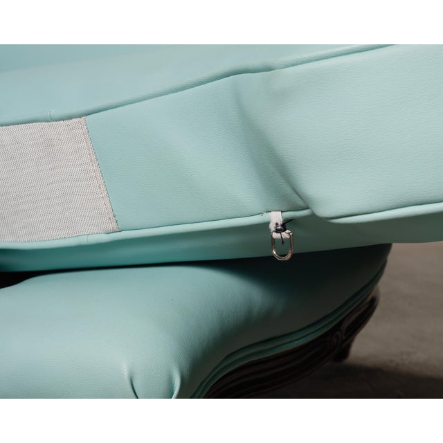 Louis XV Style Bergère Lounge Chair in Tiffany Blue + Ottoman For Sale - Image 16 of 18
