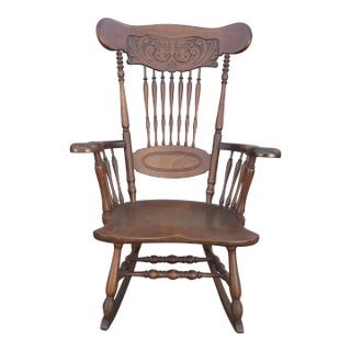 1950s Anglo Inglo-Indian Carved Walnut Rocking Chairs For Sale