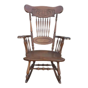 1950s Anglo Inglo-Indian Carved Walnut Rocking Chairs