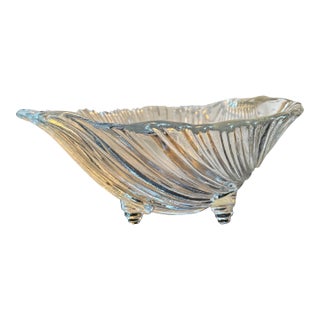 Vintage Glass Serving Bowl With Shell Motif For Sale