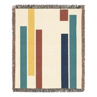 Mid-Century Modern Geometric Woven Throw Blanket – 60 × 50 For Sale