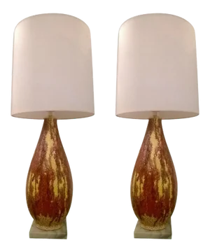 1950s Italian Art Pottery Lamps - a Pair