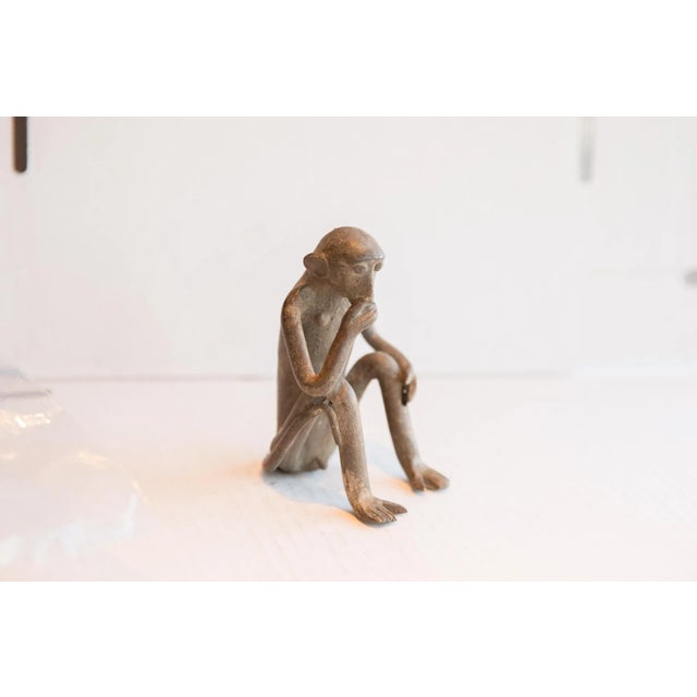 African Vintage African Sitting Monkey Figurine For Sale - Image 3 of 7