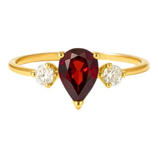 Natural Garnet Cubic Zirconia Wedding Engagement Ring Us 7 For Sale