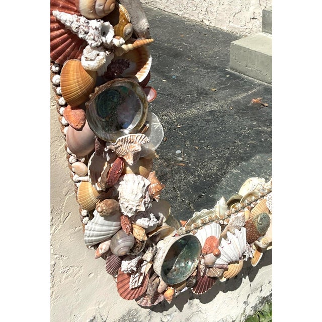 Vintage Shell Encrusted Wall Mirror For Sale In West Palm - Image 6 of 14