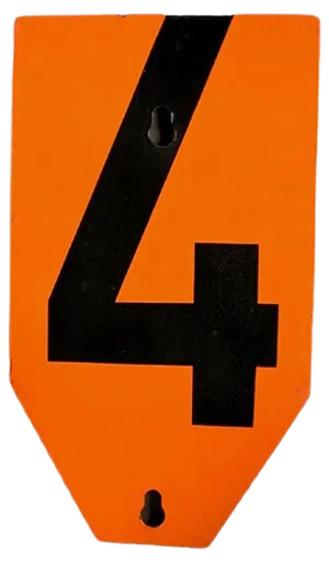 Vintage Enameled Metal Sign Number 4, 1950s