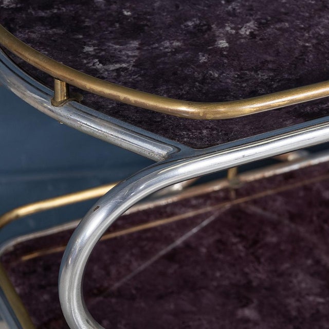 Vintage Italian Steel and Glass Drinks Trolley with Marble Effect, 1980 For Sale - Image 13 of 18