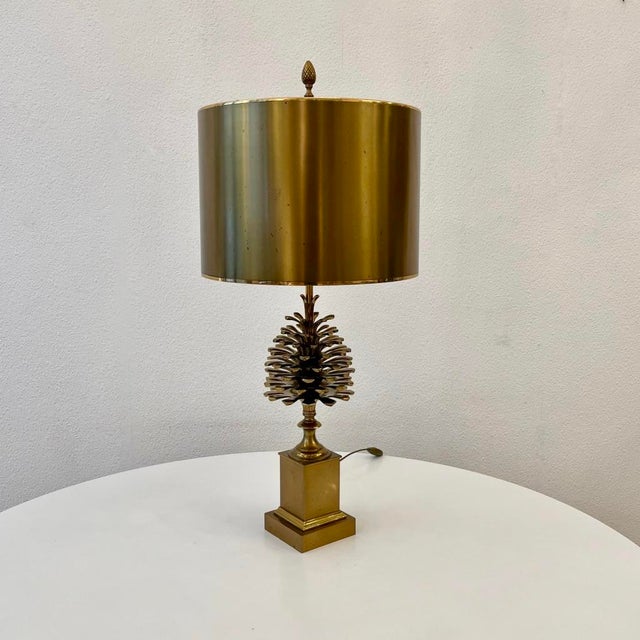 1970s Pine Cone Table Lamp in Brass and Gilt Bronze from Maison Charles, Paris, 1970s For Sale - Image 5 of 14