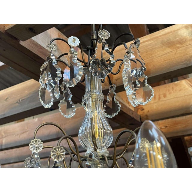 Early 20th Century Six-Light Chandelier in Bronze and Cut Crystal For Sale - Image 6 of 16