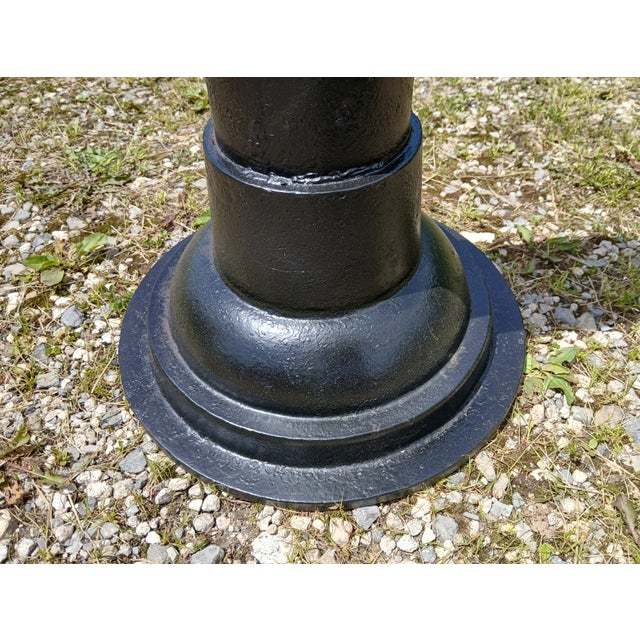 Antique Round Oak Top Pub Table or Game Table With Cast Iron Column Base For Sale - Image 11 of 17