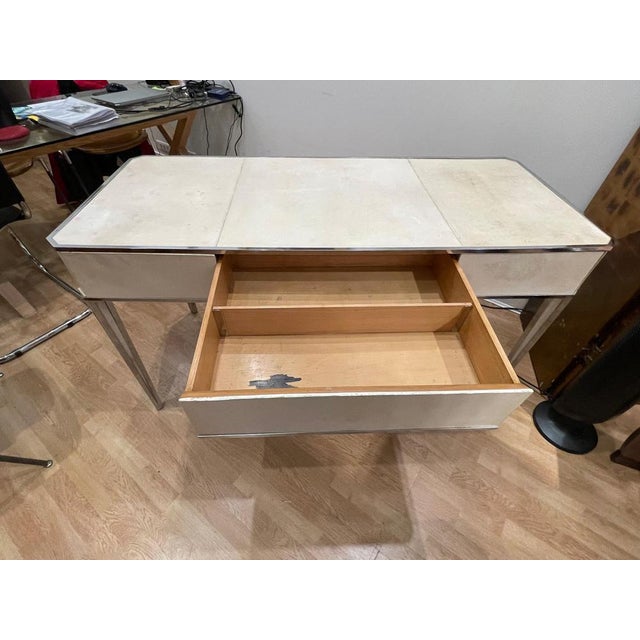 Art Deco Parchment Covered Desk from Primavera, France, 1930s For Sale - Image 11 of 15