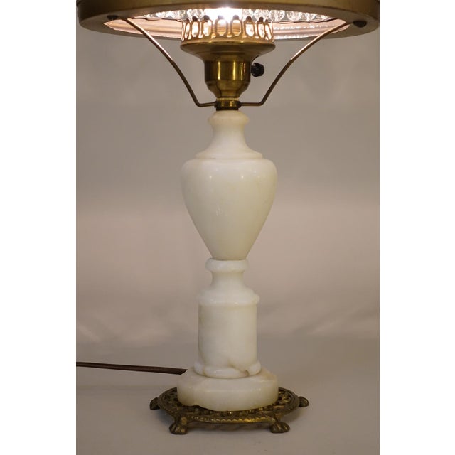 Victorian Hurricane Urchin Glass Ball Dome Shade Brass Marble Table Lamp 1920's For Sale In Los Angeles - Image 6 of 12