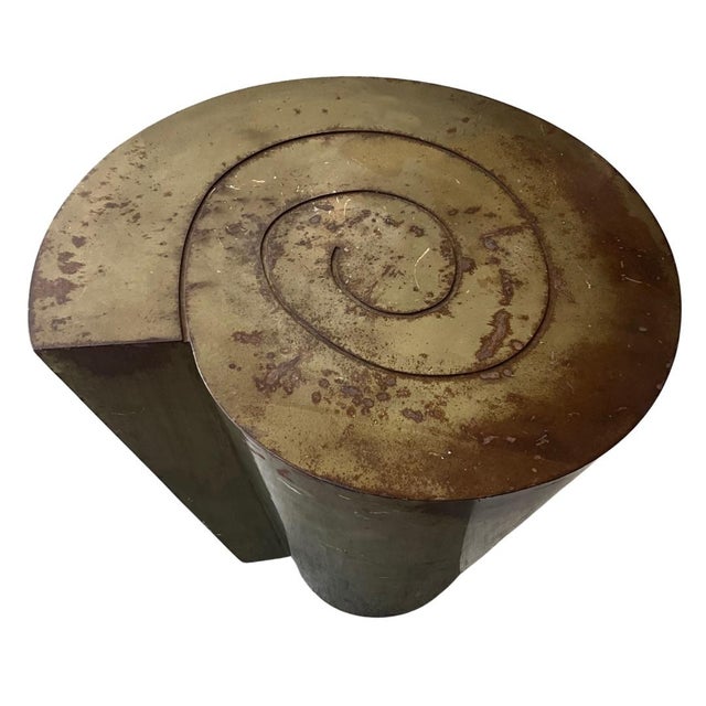 Abstract Vintage Brass Conical Table With Spiral Accent For Sale - Image 3 of 4
