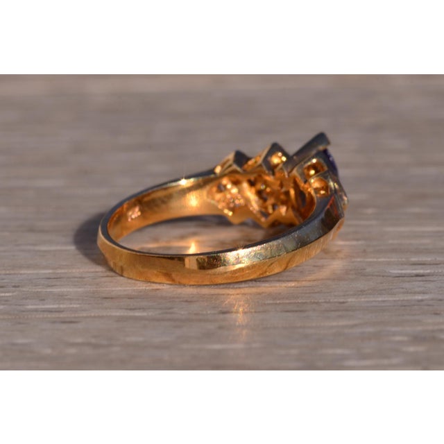 The 12th Avenue: Marquise Tanzanite and Diamond Ring in Yellow Gold For Sale In Philadelphia - Image 6 of 10
